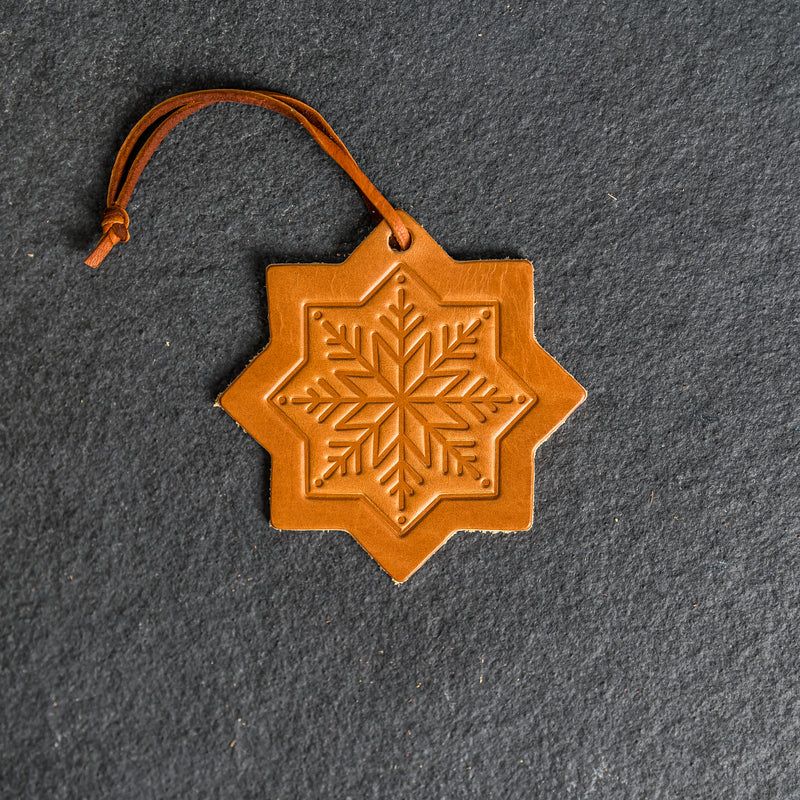 Snowflake Shape Leather Christmas Ornament | Stocking Tags