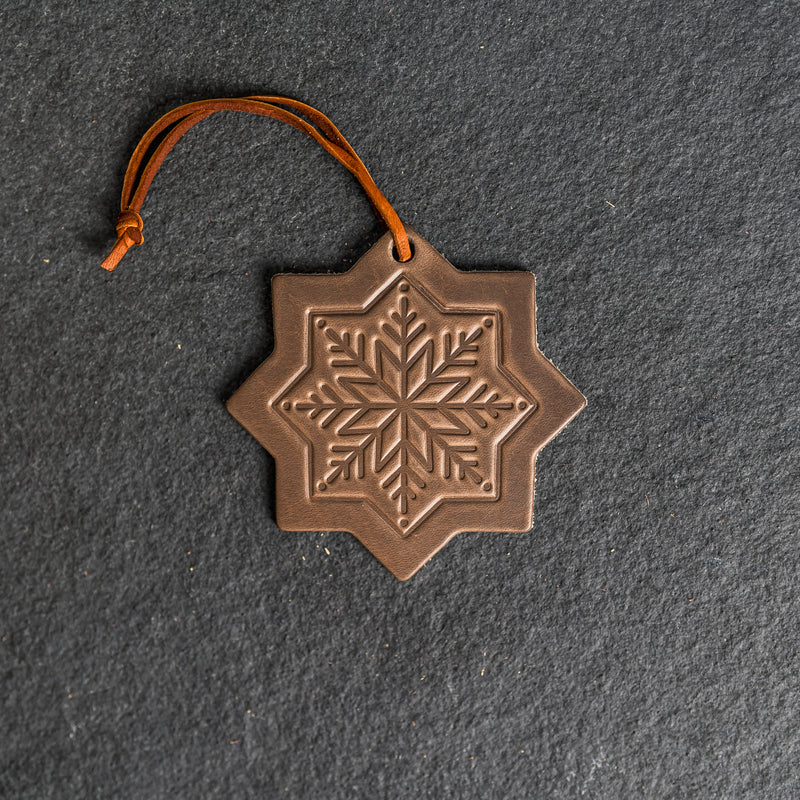 Snowflake Shape Leather Christmas Ornament | Stocking Tags