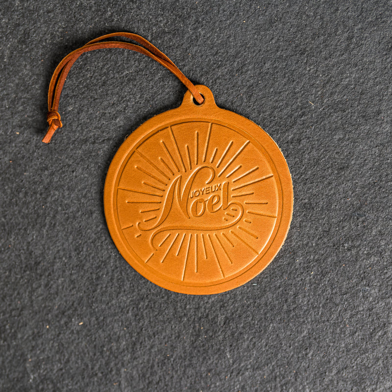 Noel Circle Shape Leather Christmas Ornament | Stocking Tags