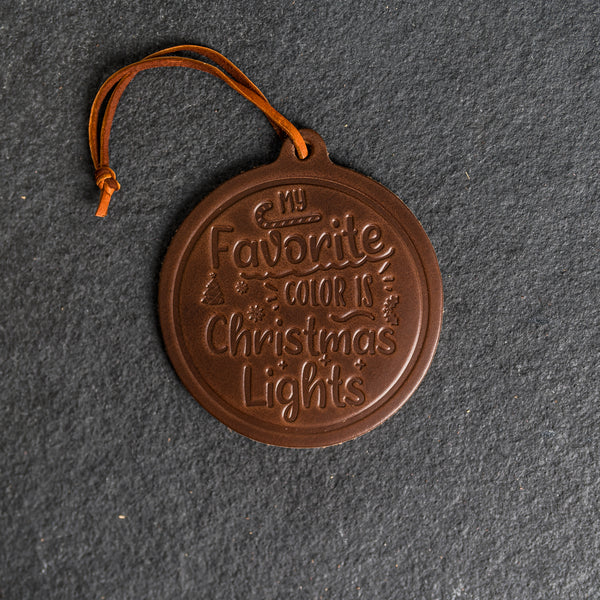 Favorite Color Circle Shape Leather Christmas Ornament | Stocking Tags
