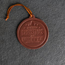 Merry Christmas Circle Shape Leather Christmas Ornament | Stocking Tags