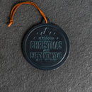Merry Christmas Circle Shape Leather Christmas Ornament | Stocking Tags