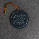 Merry & Bright Circle Shape Leather Christmas Ornament | Stocking Tags