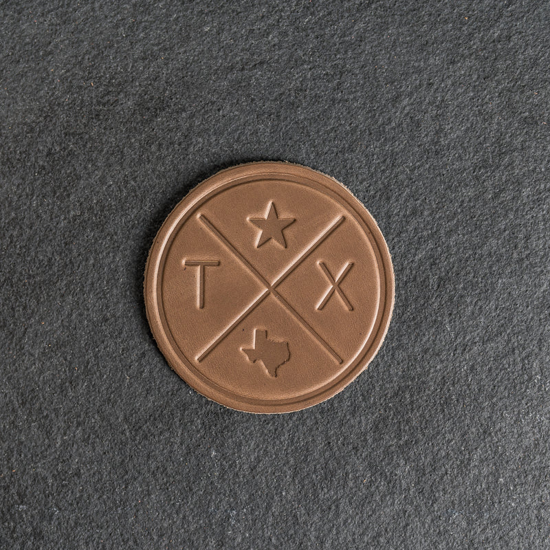 Texas Compass Leather Coasters - 4" Round - Sold individually or as a Set of 4