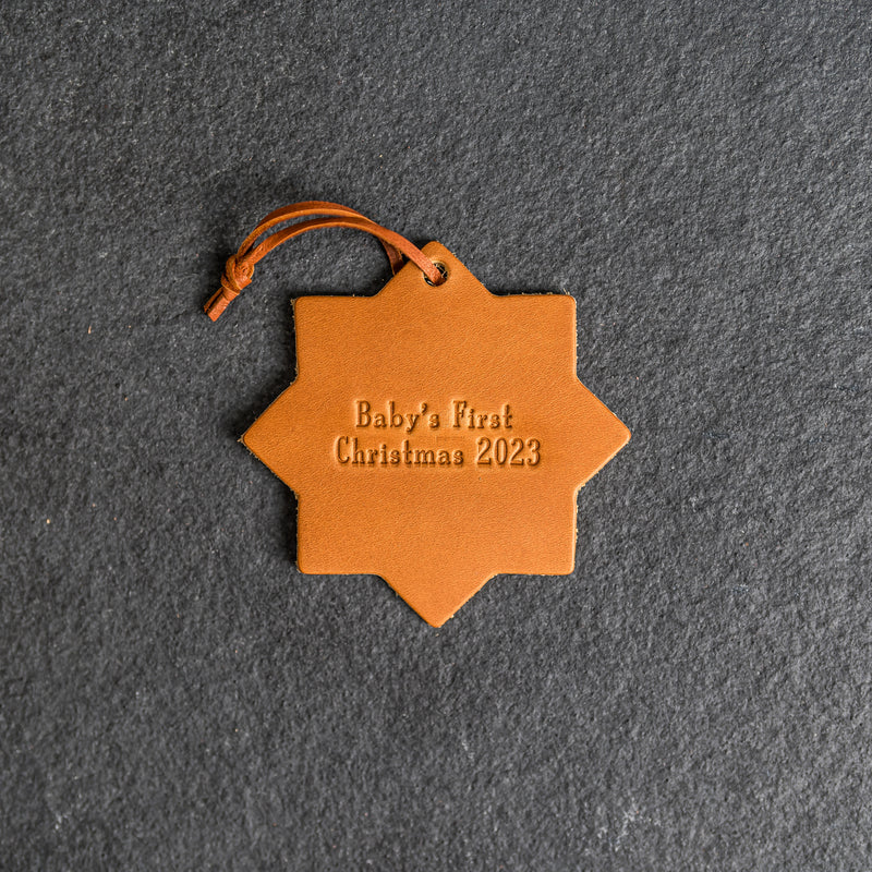Personalized Snowflake Shape Leather Christmas Ornament | Stocking Tags