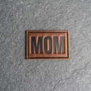 Mom Block Font Stamp Leather Patches with Optional Hook and Loop Fastener