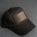 Leather Patch Unstructured Style Hat - Mom Stamp - Block Font