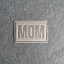 Mom Block Font Stamp Leather Patches with Optional Hook and Loop Fastener