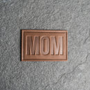 Mom Block Font Stamp Leather Patches with Optional Hook and Loop Fastener