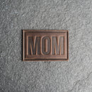 Mom Block Font Stamp Leather Patches with Optional Hook and Loop Fastener