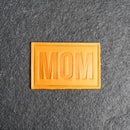 Mom Block Font Stamp Leather Patches with Optional Hook and Loop Fastener