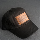 Leather Patch Unstructured Style Hat - Mom Stamp - Block Font