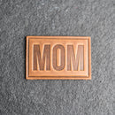 Mom Block Font Stamp Leather Patches with Optional Hook and Loop Fastener