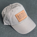 Leather Patch Unstructured Style Hat - Mom Stamp - Block Font