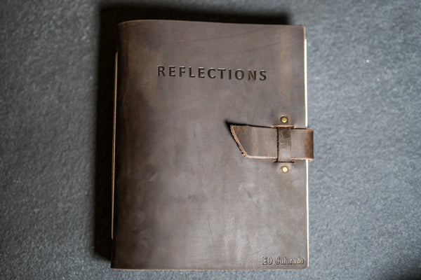 EO Reflections Personalized Leather Journal with Buckle Closure and Pen Holder - CUSTOM ORDER ONLY, CONTACT FOR DETAILS