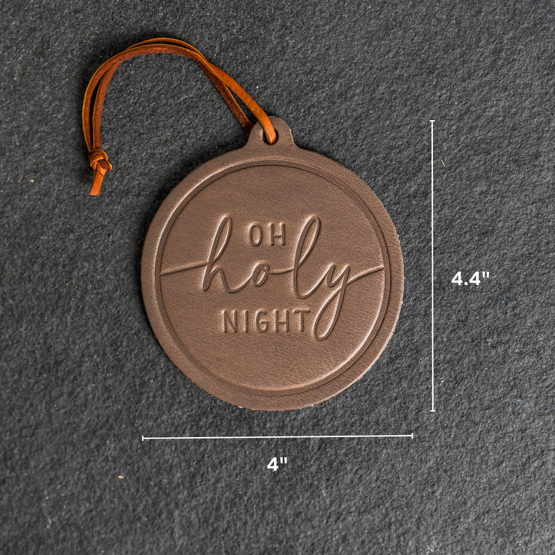 O Holy Night Circle Shape Leather Christmas Ornament | Stocking Tags