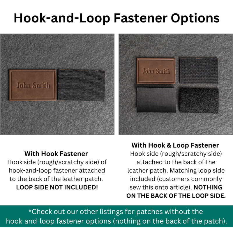 Personalized Leather Patch with Hook and Optional Loop Fastener | Personalized with Name and Symbol