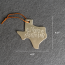 Merry Christmas Texas Shape Leather Christmas Ornament | Stocking Tags