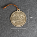Merry & Bright Circle Shape Leather Christmas Ornament | Stocking Tags