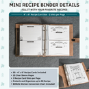 Personalized Leather 3-Ring Mini Recipe Binder with Recipe Cards
