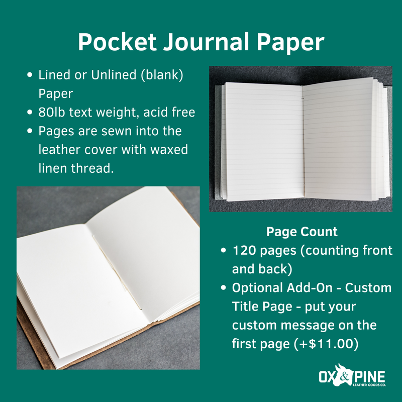 Leather Pocket Journal | Personalized Mini Notebook – Ox & Pine