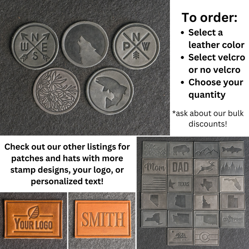 Utah Shape Leather Patches with optional Velcro added | Optional Personalization |