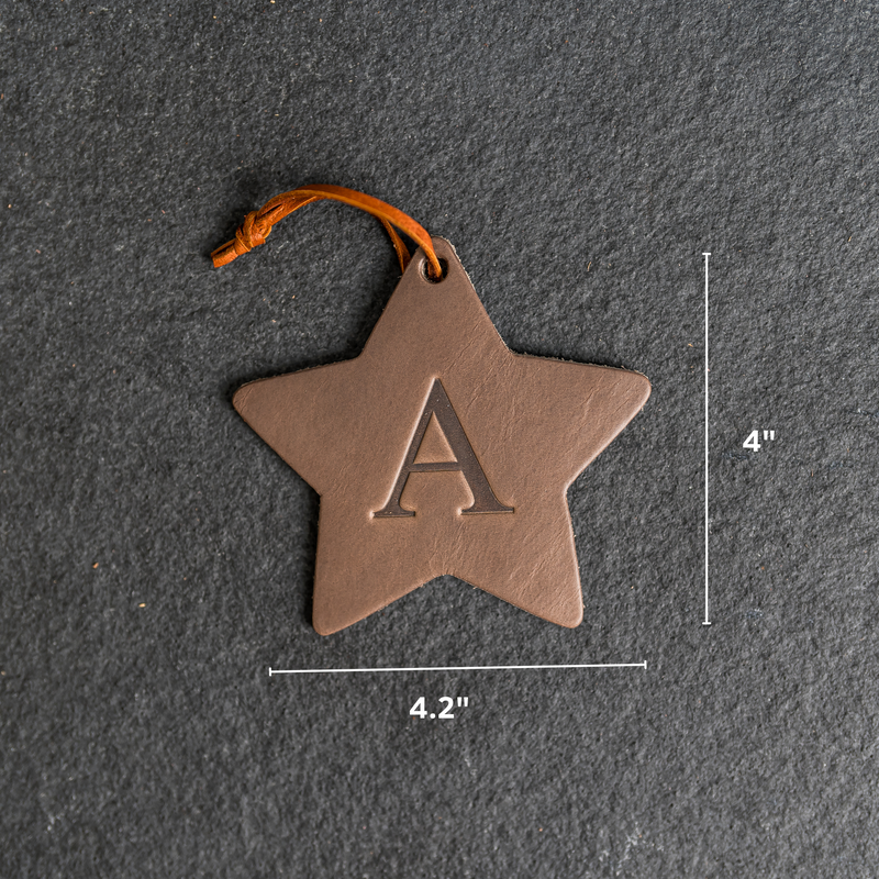 Personalized Star Shape Leather Christmas Ornament | Stocking Tags