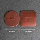 Personalized Leather Coasters -  Individual or Set of 4