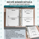 Personalized Leather 3-Ring Recipe Binder with Recipe Cards