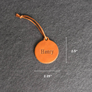 Personalized Leather Stocking Tag or Ornament - Circle