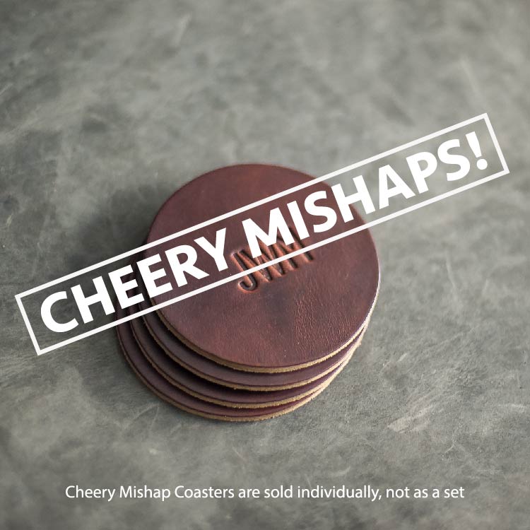 Cheery Mishaps - Personalized Leather Coasters (Sold Individually)