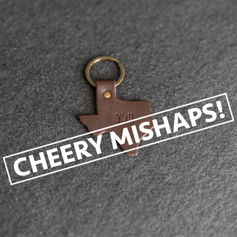 Cheery Mishaps - Texas Shape Leather Keychain