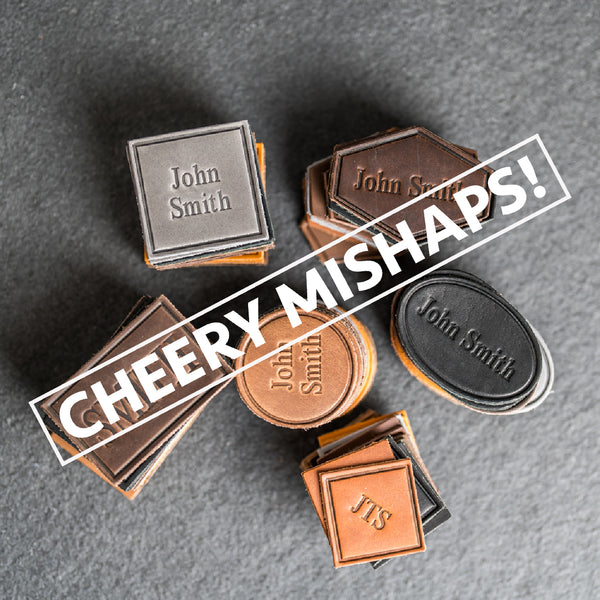 Cheery Mishaps - Custom Leather Patches - Personalized with Logo, Text, or Initials - Blank Leather Patches