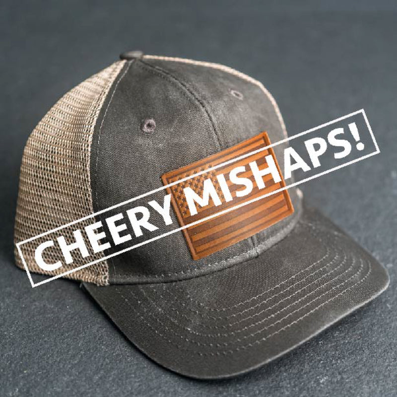 Cheery Mishaps - Leather Patch Ponytail Style Hats - 30+ Stamp Design Options