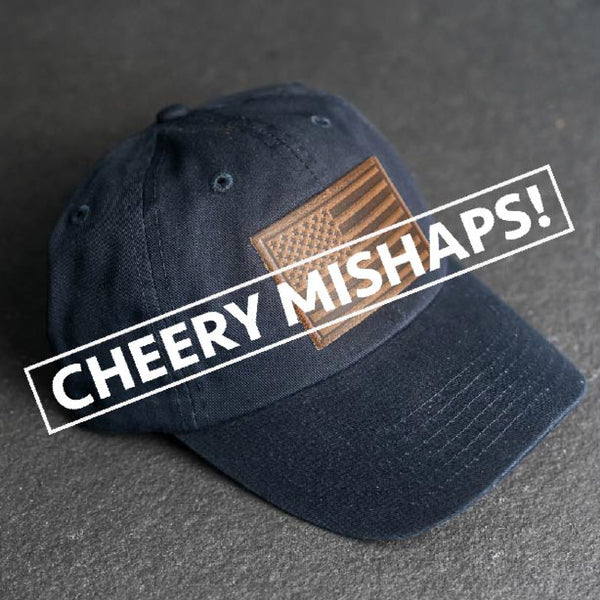 Cheery Mishaps - Leather Patch Unstructured Style Hats - 30+ Stamp Design Options