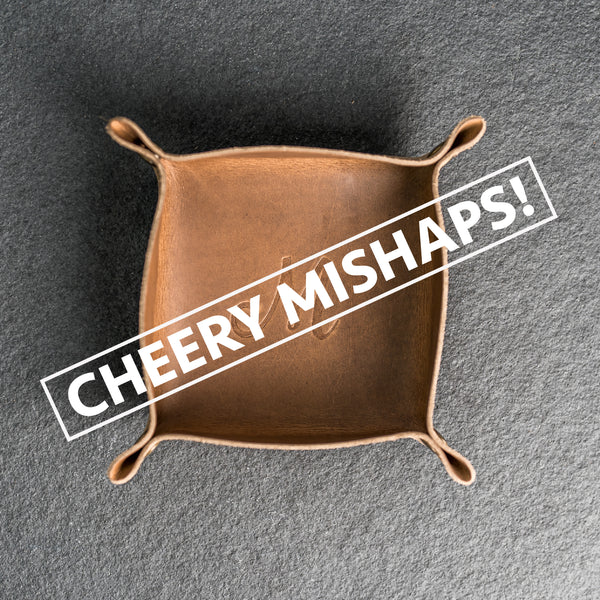 Cheery Mishaps - Personalized Leather Valet Trays or Dice Trays - Square