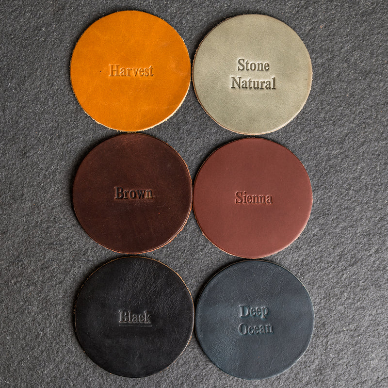 Texas Compass Leather Coasters - 4" Round - Sold individually or as a Set of 4