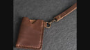 Card Holder Wallet with D-Ring and Optional Wristlet or Lanyard - Personalized Leather Wallet