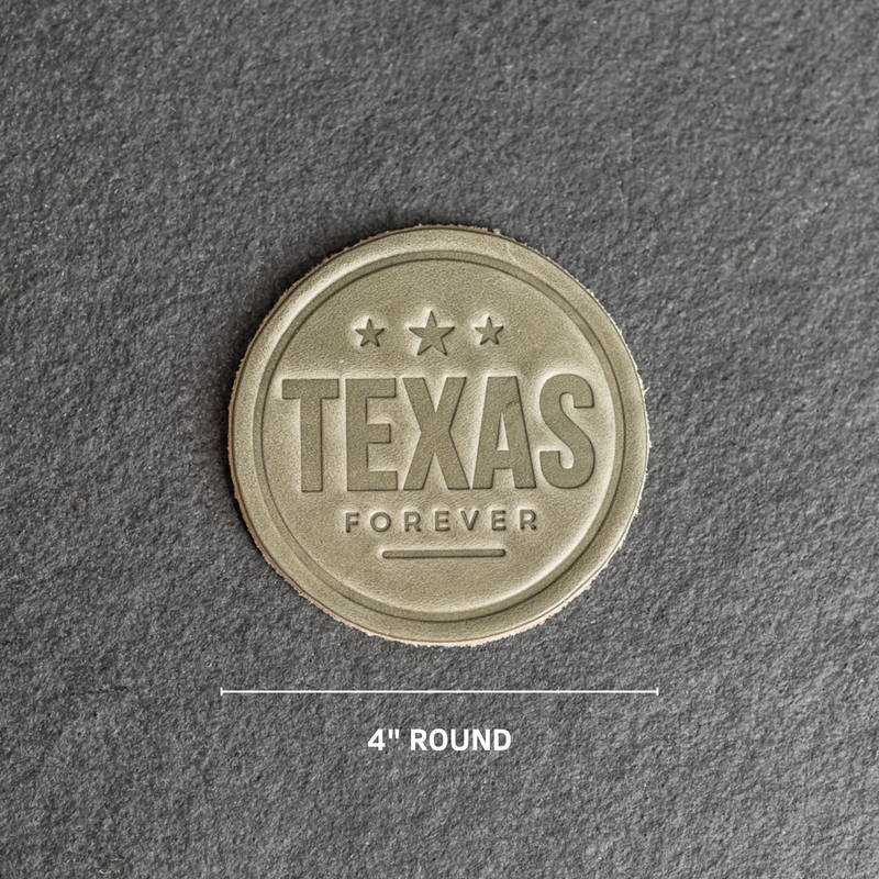 Texas Forever Leather Coasters - 4" Round - Sold individually or as a Set of 4