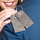 Wedding Set of Mr and Mrs Luggage Tags - Rustic Gray - Optional Personalization - Ox & Pine Leather Goods