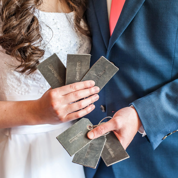 Personalized Leather Luggage Tags for Bridesmaids and Groomsmen - Ox & Pine Leather Goods