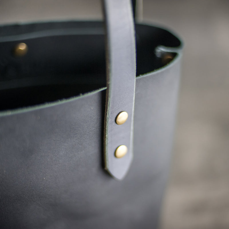 Personalized Leather Strap Closure Tote Bag