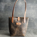 Personalized Leather Strap Closure Tote Bag