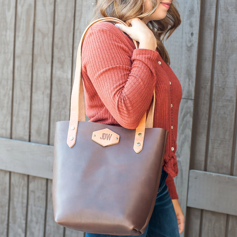 Personalized Leather Tote Bag - Classic (No Closure)