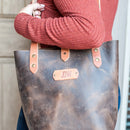 Personalized Leather Strap Closure Tote Bag