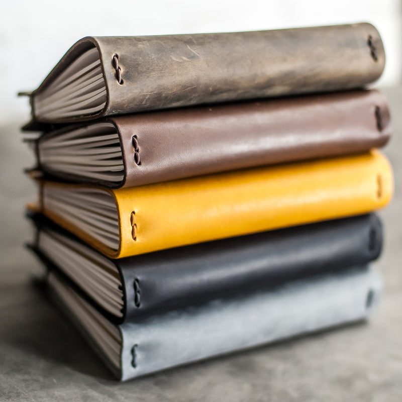 Refillable Personalized Leather Journal with Professional Elastic Closure