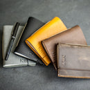 Classic Personalized Leather Pocket Journal with Professional Elastic Closure