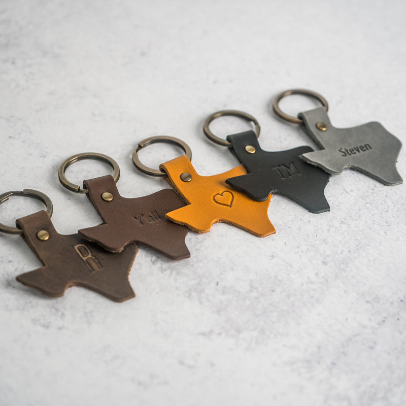 Custom Keychains - Engraved Leather Teardrop Keychain