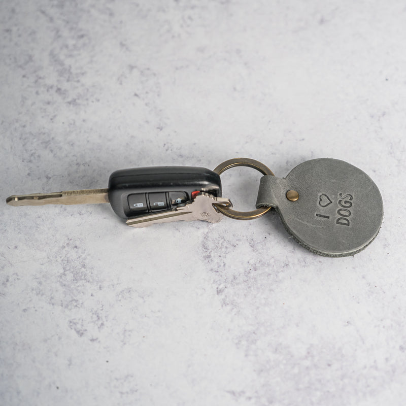 Personalized Leather Round Keytag Logo Keychain