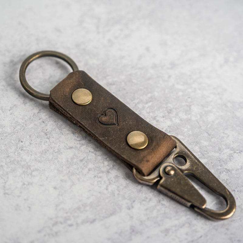 Push Clip Keychain | Personalized Premium Leather Keychain  | Custom Key Fob | Leather Gift Handmade in the USA